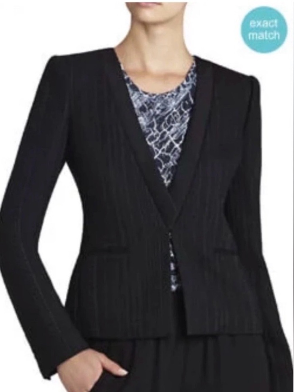 BCBG Max Azria Black Textured Fitted Tailored Blazer